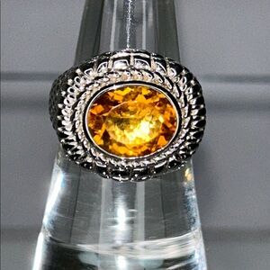 NWOT Genuine Citrine Sterling Silver Designer Gemstone Ring - Boho Office